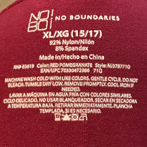 Juniors misses No Boundaries wine colored XL leggings tights size 15-17 plus - Picture 11 of 13